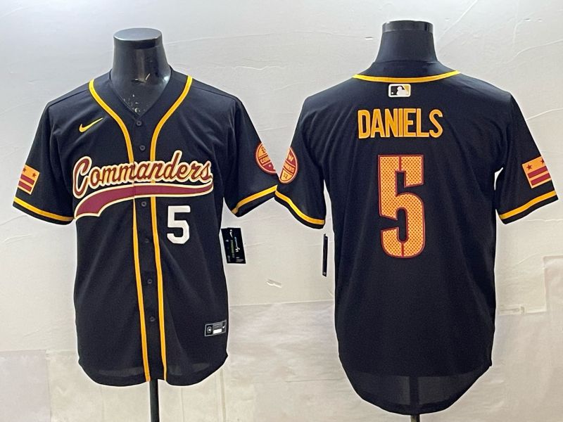 Men 2025 Nike Washington Commanders #5 Daniels Black 3th generation Joint Name Limited NFL Jersey 007